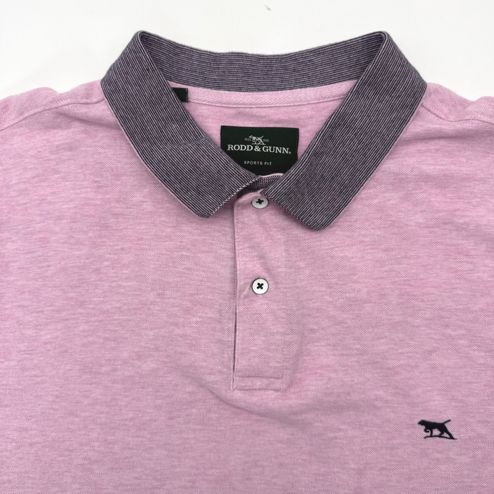 Rodd‎ & Gunn Polo Shirt Men XL Pink Sports Fit Cotton Contrast Collar Short Slv